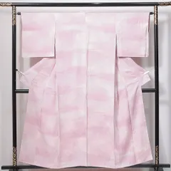 小紋 袷 身丈154cm 裄丈62cm 正絹 Bランク インフォーマル 広衿 Sサイズ ぼかし たたき染め 上品 優しい ピンク系 HP 1221-14967