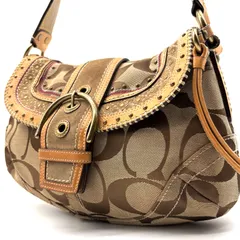 【希少✨】COACH y2k Soho Signature Studded Shoulder Bag canvas Leather buckle flap 10484
