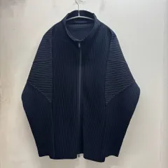 HOMME PLISSE ISSEY MIYAKE オムプリッセイッセイミヤケ BASICS Zip Blouson プリーツブルゾン HP55JL440 ネイビー size:3【中目黒B04】のサムネイル