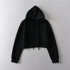 ブラック クロップド フーディー