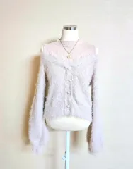 ラベンダー オフショルダー ニット 姫ギャル 量産型 アクシーズファム リズリサ系 ニット ピンター系