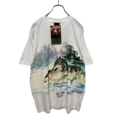 【HABITAT】 90s Wolf Deadstock Animal USA製 オオカミ ウルフ 未使用タグ付き シングルステッチTシャツ S-6031のサムネイル