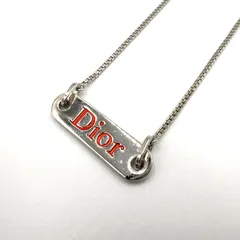 Christian Dior ロゴプレート メタル シルバー ネックレス