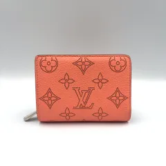 LOUIS VUITTON ポルトフォイユ クレア マヒナ RFID対応 レザー コーラルピンク 二つ折り財布 シルバー M81419