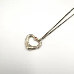 TIFFANY & Co. オープンハート SV925×サファイア シルバー×ピンク ネックレス