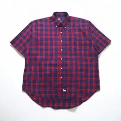 Polo by Ralph Lauren 90年代 ビッグサイズ 半袖 ボタンダウンシャツ L レッド ネイビー チェック
