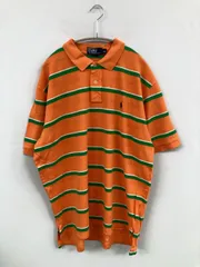 Polo by Ralph Lauren ポロバイラルフローレン ポロシャツ XXL オレンジ ボーダー柄 ワンポイント ブランドロゴ 半袖