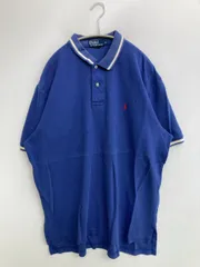 Polo by Ralph Lauren ポロバイラルフローレン ポロシャツ XL ブルー 無地 ワンポイント ブランドロゴ ライン柄 刺繍 半袖