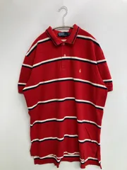 Polo by Ralph Lauren ポロバイラルフローレン ポロシャツ XL レッド ボーダー柄 ワンポイント ブランドロゴ 刺繍 半袖