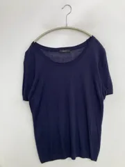 COMME CA ISM コムサイズム ニット/セーター L ネイビー ニット 無地 ミドル丈 半袖 Uネック