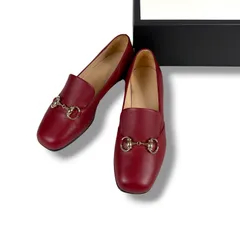 GUCCI グッチ　スクエアトゥ　ホースビット　ローヒール　パンプス　レッド　赤　36サイズ　23.5cm 23cmのサムネイル