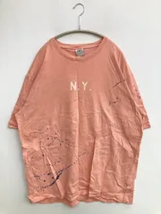 ZARA ザラ Tシャツ/カットソー USA L ピンク 前面プリント バックプリント ミドル丈 半袖 クルーネック(丸首)