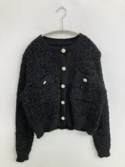 カーディガン/ボレロ ブラック ニット 無地 ショート丈 長袖