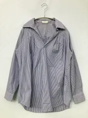 fmt シャツ/ブラウス M ブルー コットン ストライプ柄 ミドル丈 長袖 オープンカラー
