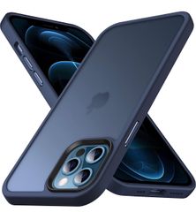 Anqrp iPhone12 Pro Max용 케이스 반투명 내충격 미끄럼 방지 미군 MIL 규격 지문 방지 매트감 케이스 스트랩 홀 첨부 무선 충전 대응 스마트폰 케이스 아이폰 12 Pro Max 커버 6.7 인치 매트 블루