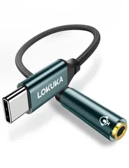 usb c イヤホンジャック DAC内蔵 ハイレゾ対応 高耐久 通話/音量調整/音楽再生対応 LOKUKA イヤホン変換アダプタ MacBook/iPad Pro/Air/Android/type c 機器用 20cm LC1