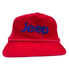 【キャップ/帽子】80-90s Jeep（ジープ）ビンテージ コーデュロイ トラッカー キャップ レッド 赤 ブルー 青