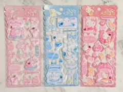3枚セット　マイメロ　キティ　シナモン　立体シール　ぷっくり　マシュマロシール