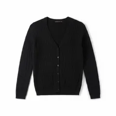 【タグ付き】ユニクロ UNIQLO カーディガン Vネック カシミヤブレンド ケーブル編み 黒 Mサイズ 2026010100194