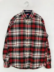 TOMMY HILFIGER トミーヒルフィガー シャツ/ブラウス L/G レッド チェック柄 ワンポイント ブランドロゴ ミドル丈 長袖 ボタンダウン