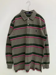 Polo by Ralph Lauren ポロバイラルフローレン ポロシャツ M グレー ボーダー柄 ワンポイント 長袖