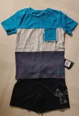 UNDER ARMOUR アンダーアーマー キッズ 上下セット (半袖＋長袖フーディー + ハーフパンツ2)