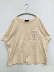 KANGOL カンゴール Tシャツ/カットソー L ベージュ 無地 ワンポイント ブランドロゴ 半袖 クルーネック(丸首) ショート丈 ミドル丈