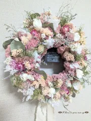 ✿春色リース✶優しい春の淡色✶人気！ニュアンスカラーリース✶ドライフラワーリース✶母の日✶プレゼント✶ギフト✶通年リース