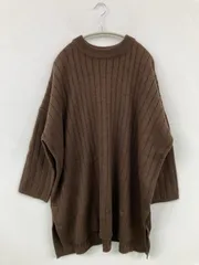 AMERICAN HOLIC アメリカンホリック ニット/セーター F ブラウン ウール・ニット 無地 ロング丈 半端袖 クルーネック(丸首)