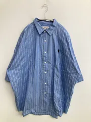 U.S. POLO ASSN. ユーエスポロアッスン シャツ/ブラウス XL ブルー コットン ストライプ柄 ワンポイント ブランドロゴ ミドル丈 半袖 レギュラーカラー