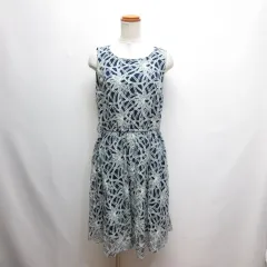 プチプードル Petit Poudre 刺繍 メッシュ ノースリーブ ワンピース F ネイビー 裏地付き