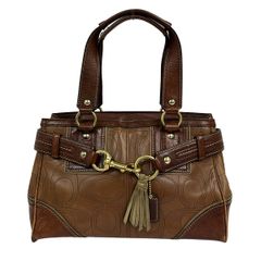 COACH オールレザー シグネチャー ターンロック ハンドバッグ