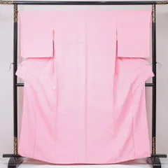 色無地 袷 身丈163cm 裄丈65cm 正絹 Aランク インフォーマル 広衿 Lサイズ 紋意匠 市松 無地 素朴 落ち着き ピンク系 RP 1219-15115