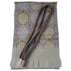 【美品】 和装セット 優品 帯締め帯揚げ2点セット 草花 亀甲 灰紫 正絹 和装小物  【中古】