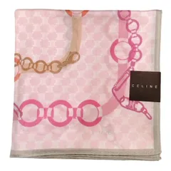 未使用 セリーヌ ハンカチ 大判 57cm マカダム柄 ピンク系 スカーフ　CELINE 綿　100％ コットン レディース 