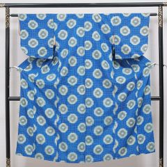 綿紅梅 浴衣 丸にウロコ柄 綿着物 裄66cm - メルカリ