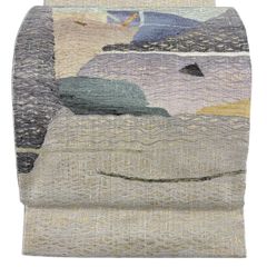 美品 正絹 作り帯 遊び心あふれる スケッチ風草花文様 二部式 袋帯