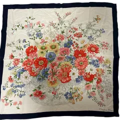 Christian Dior クリスチャンディオール 大判 スカーフ 花柄 ストール 花かご