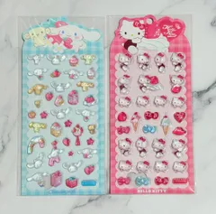 新品　2枚セット ハローキティ　シナモンロール ウォーターインぷっくりシール