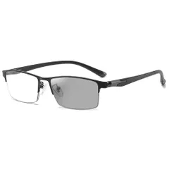 [FEISEDY] 老眼鏡 おしゃれ メンズ 遠近両用 リーディンググラス ブルーライトカット 調光レンズ 累進多焦点 えんきん両用 シニアグラス 超軽量 変色 スクエア ブラック 1.0 B1388のサムネイル