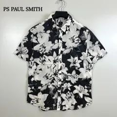 PS PAUL SMITH cotton flower S/S shirts XL ポールスミス 半袖シャツ 総柄 花柄 白黒 春夏 ジョイックス オーバープリント