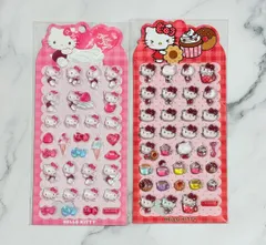 新品　2枚セット ハローキティ　ピンク＆レッド ウォーターインぷっくりシール