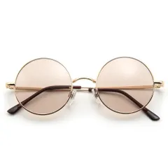 [リピード] サングラス 眼鏡 伊達メガネ メンズ レディース ユニセックス クラシック 丸メガネ (ゴールド/ライトブラウン)