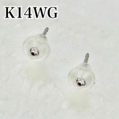 K14WG 淡水パール キュービックピアス K14WGキャッチ付 刻印有 14金 