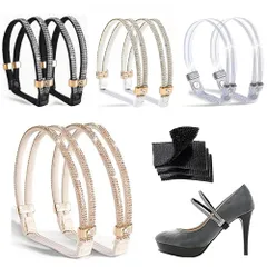 [HNENCIER] シューズストラップ かかと用の靴ストラップ 靴バンド 4組セット靴 ヒール スト パンプス ラップ つずれ防止テープ 靴脱げ防止 調整可能 バックル付き ラップ シューズアクセサリー