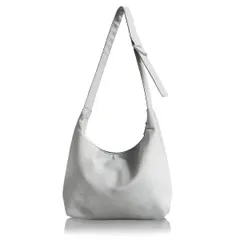 [アンコール] ショルダーバッグ レディース 【肩が疲れない】 ワンショルダー 斜め掛け 柔らかい フェイクレザー ショルダー バック 収納 A4 B4 通勤 通学 軽量 ファスナー付き (シルバー)