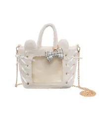 [ウィゴー] 耳付き レースアップ ミニ ぬい ショルダー バッグ カバン 推し活 推し活バッグ ギフト プレゼント レディース F ホワイト