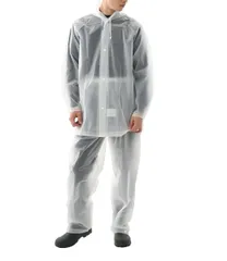 [カジメイク] レインスーツ 上下組 環境にやさしいEVA素材 通学 林間学校 宿泊学習 遠足 修学旅行 クリア 3L