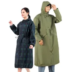 [ＬＣ∞ＬｕＬｕ Ｃｏｕｔｕｒｅ] レインコート 自転車 袖あり ロング丈 リュック 通勤 通学 レインポンチョ バイク レディース メンズ ツバ バイザー 原付 (JP, アルファベット, XL, カーキ)