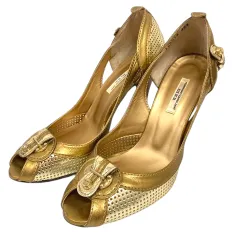 セブントゥエルブサーティ VII XII XXX パンプス レザー メタリック ハイヒール オープントゥ メッシュ 36 1/2 ゴールド